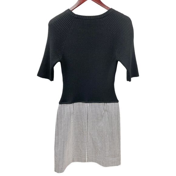 Theory Jothena Winhall Black Wool/Houndstooth Mixed Media Academia Dress Size M - Picture 4 of 9